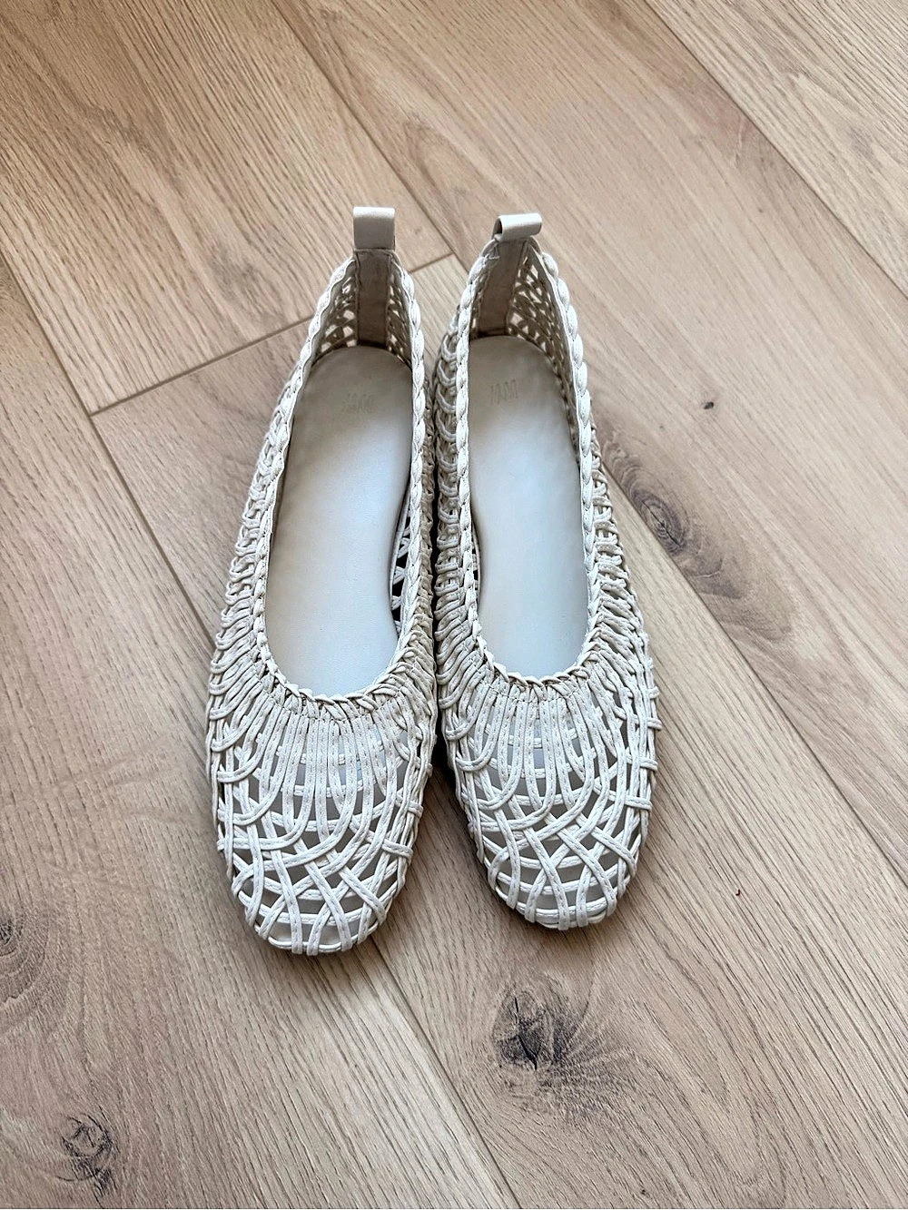 H&M Crochet Woven Ballet Flats in White